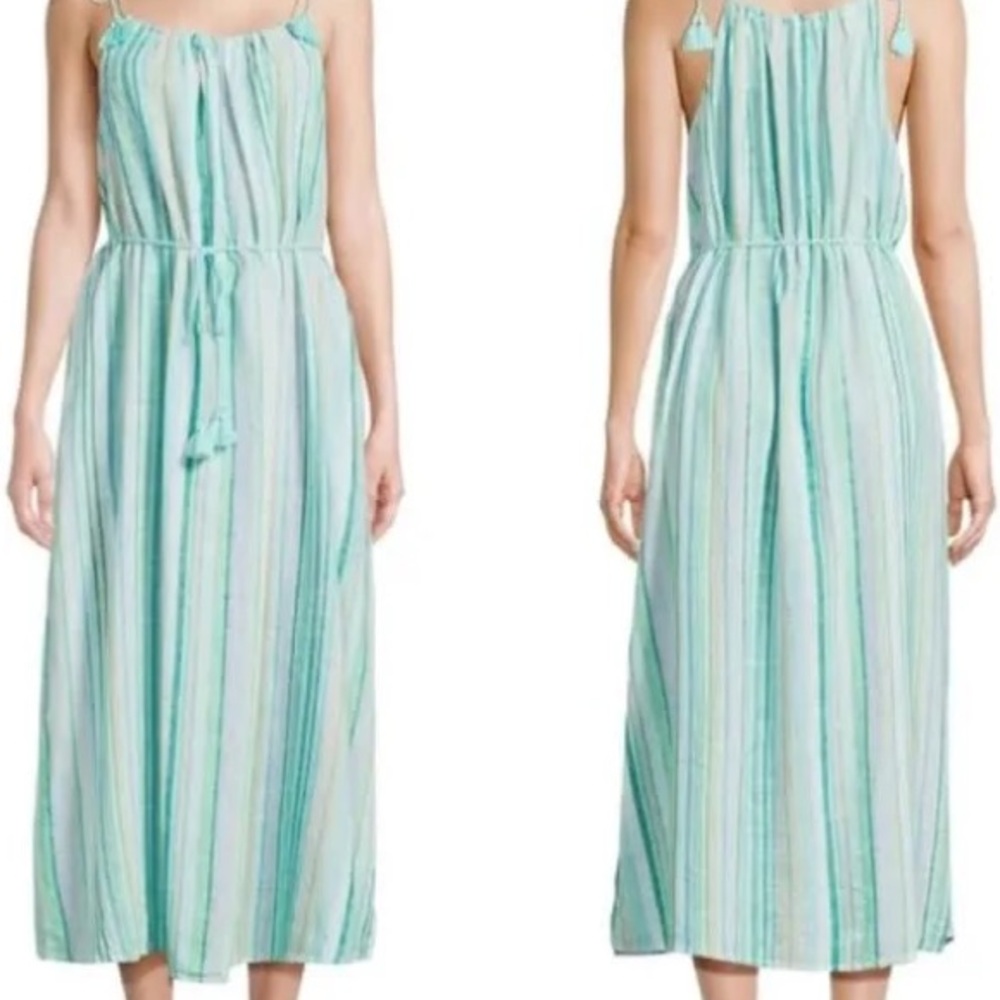 Time & Tru Tie Striped Maxi Dress in Blue Marina size S-NEW